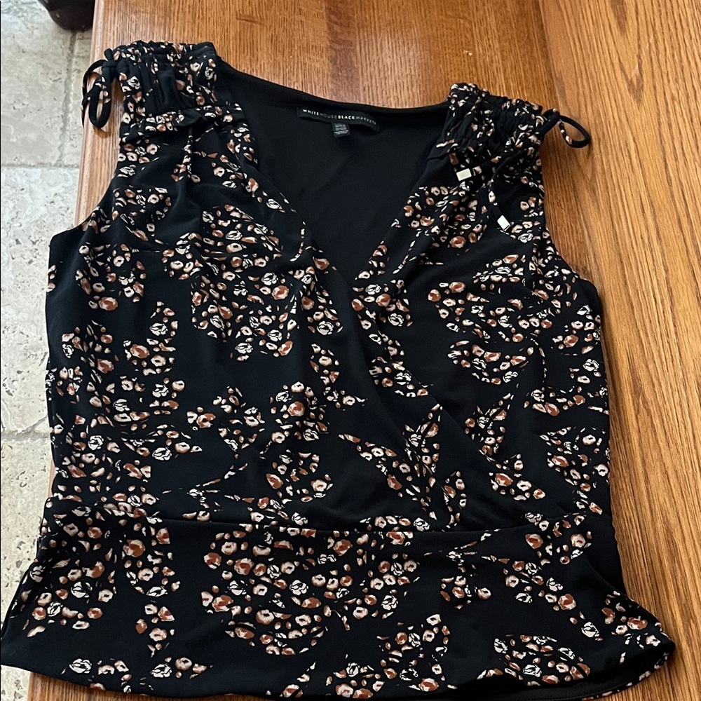 White House Black Market Black Floral Blouse